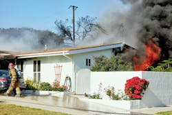 APRIL 30: SANTA BARBARA COUNTY, CA &ndash; Firefighters responded to a two-alarm fire in the City of Goleta that destroyed two homes and caused major damage to two other houses as flames spread across close properly lines and wind pushed the fire through property line hedges and vegetation. Thirteen fire companies from both the Santa Barbara County and City Fire Departments worked to stop the extension of the fire.