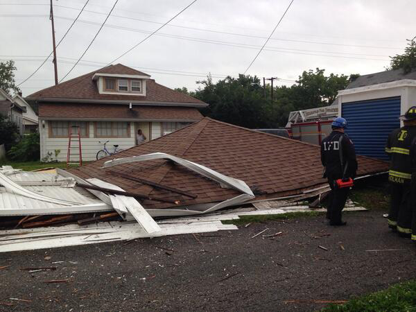 A worker's legs were pinned under this debris