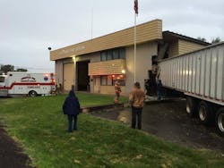 The scene that Hermiston firefighters encountered when they arrived at Station 2 just before 5:30 a.m. Friday. The scene that Hermiston firefighters encountered when they arrived at Station 2 just before 5:30 a.m. Friday.