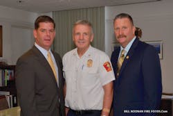 (From left) Boston Mayor Marty Walsh, Acting Fire Commissioner John Hasson and newly appointed Fire Commissioner/Chief of Department Joseph Finn (From left) Boston Mayor Marty Walsh, Acting Fire Commissioner John Hasson and newly appointed Fire Commissioner/Chief of Department Joseph Finn