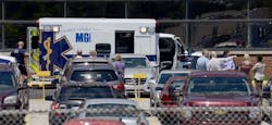 Workers evacuate the GM plant in Marion, Ind. after an explosion. Workers evacuate the GM plant in Marion, Ind. after an explosion.