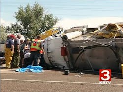 The Fort Shaw Fire water tender rollled over after colliding with a brush truck. The Fort Shaw Fire water tender rollled over after colliding with a brush truck.