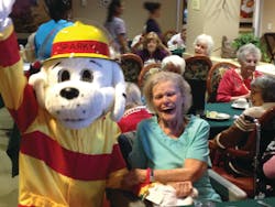 Giving talks to senior citizens and other community groups during Fire Prevention Week is a good way to spread your fire safety message. Here, Sparky the Fire Dog lends a hand. Giving talks to senior citizens and other community groups during Fire Prevention Week is a good way to spread your fire safety message. Here, Sparky the Fire Dog lends a hand.