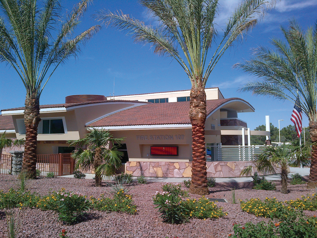 Las Vegas, NV, Fire & Rescue Station 107, which was constructed in the Sun City Summerlin senior citizen community, is Leadership & Energy Efficiency Design (LEED) Silver certified.