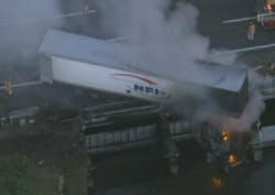 The driver of this rig was rescued by troopers. The driver of this rig was rescued by troopers.