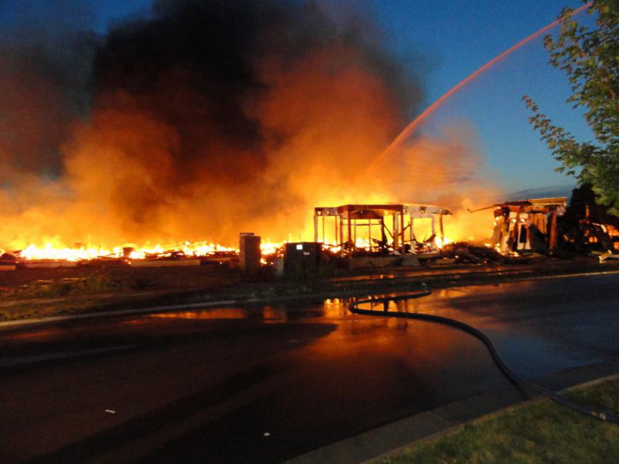 The remains of the apartment building on Apollo Way in Madison.