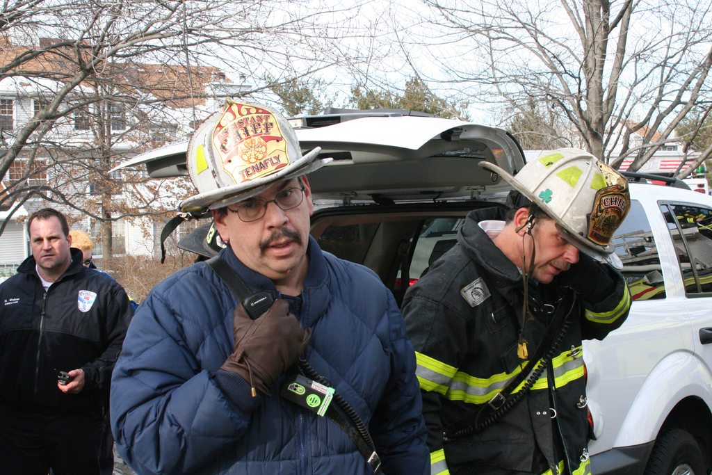 Firehouse Editor Emeritus Harvey Eisner (left) works a fire scene with blogger Robert Moran in the early 2000's.