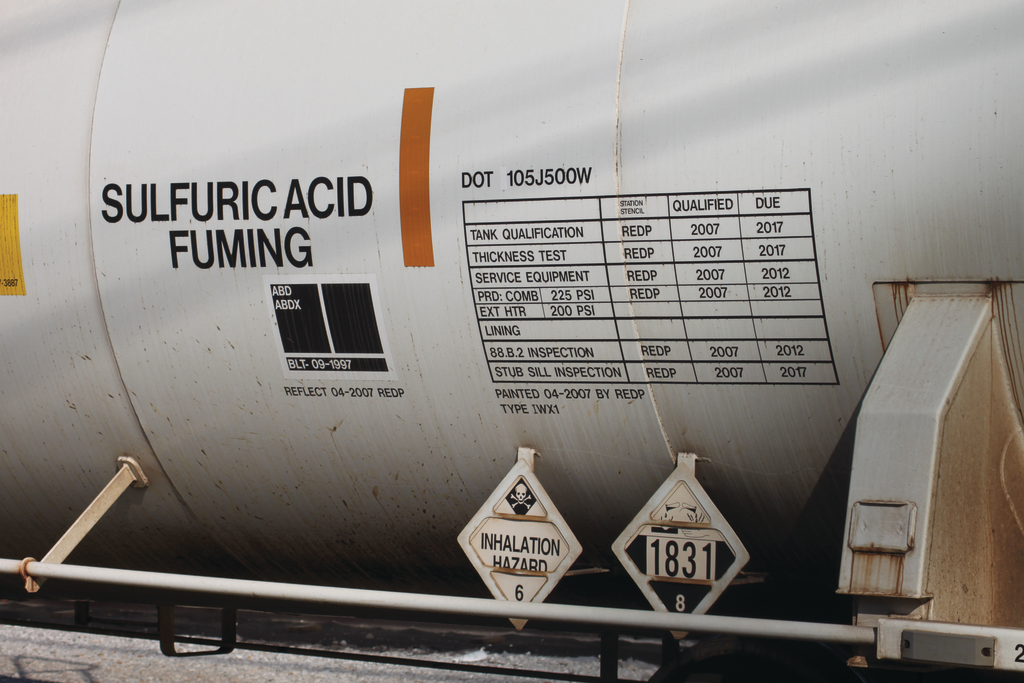 Some hazardous materials, because of their danger, have the name of the material stenciled on the side of the tanker truck.