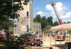 Three Hall County, Ga. firefighters were injured after a ladder failure Three Hall County, Ga. firefighters were injured after a ladder failure