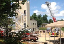 Three Hall County, Ga. firefighters were injured after a ladder failure