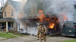 This fire was caused by an extension cord pinched by a sofa. The cord went to a power strip for Christmas tree lights. This fire was caused by an extension cord pinched by a sofa. The cord went to a power strip for Christmas tree lights.