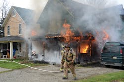 This fire was caused by an extension cord pinched by a sofa. The cord went to a power strip for Christmas tree lights. This fire was caused by an extension cord pinched by a sofa. The cord went to a power strip for Christmas tree lights.