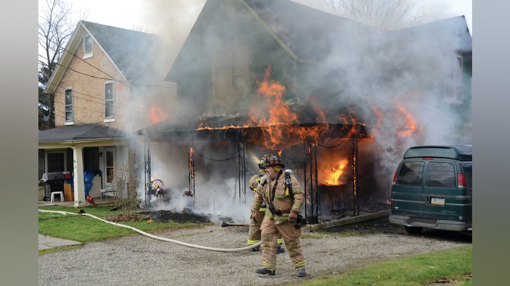 This fire was caused by an extension cord pinched by a sofa. The cord went to a power strip for Christmas tree lights.