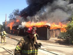 Crews are battling a fire near downtown Fresno.
