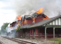 Smoke was pushing from the eaves of the vacant building when the first units arrived. Smoke was pushing from the eaves of the vacant building when the first units arrived.