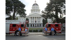 Golden State Fire Apparatus, which is celebrating 25 years in business, is moving to Sacramento in January. Pictured outside California’s state capital building, (from left to right) Daron Wright, Marie Wright, Ryan Wright, and Bill Wright. Golden State Fire Apparatus, which is celebrating 25 years in business, is moving to Sacramento in January. Pictured outside California’s state capital building, (from left to right) Daron Wright, Marie Wright, Ryan Wright, and Bill Wright.