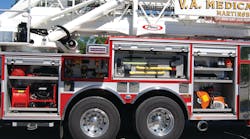 Equipment location and placement is critical to the operational effectiveness of the rig. This 2014 Pierce Arrow XT 100-foot tower serves the Veterans Administration Hospital in Martinsburg, WV. Equipment location and placement is critical to the operational effectiveness of the rig. This 2014 Pierce Arrow XT 100-foot tower serves the Veterans Administration Hospital in Martinsburg, WV.