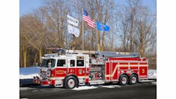 Pierce has placed a Pierce Arrow XT custom firefighting apparatus equipped with a Snozzle High Reach Extendable Turret (HRET) at the Elizabeth Fire Department located in Elizabeth, N.J.