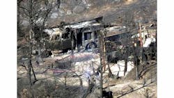 An engine at the scene of Esperanza blaze was destroyed. An engine at the scene of Esperanza blaze was destroyed.