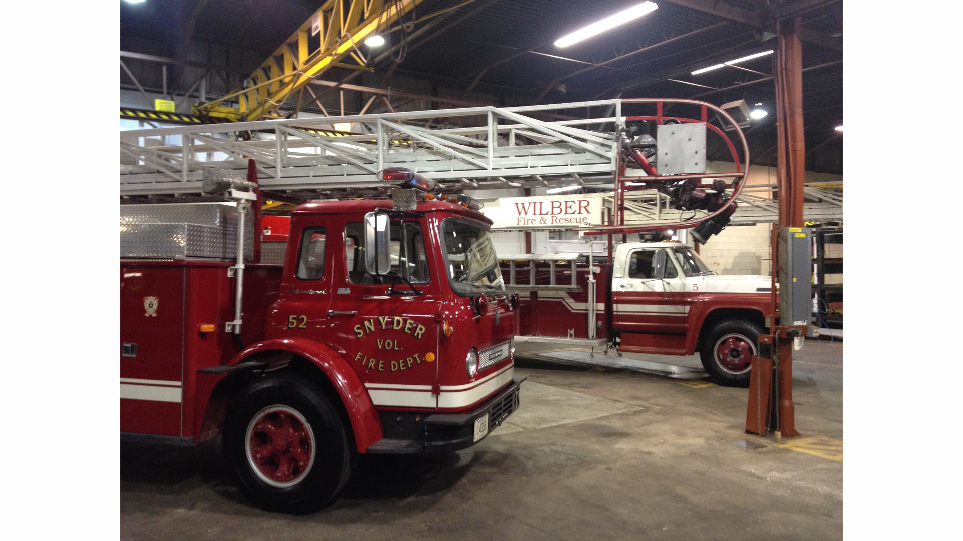Smeal Fire Apparatus number 3 and 4, the third built for the hometown, Snyder, and fourth fire apparatus built, nearby Wilber. Both apparatus are still in service. Number 1 is in the Nebraska Firefighter Museum in Kearney.