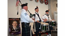 The FDNY Emerald Society Pipe and Drum band performed Saturday.