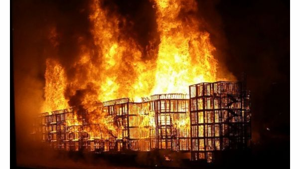 This upscale apartment complex in downtown LA was destroyed Monday morning.