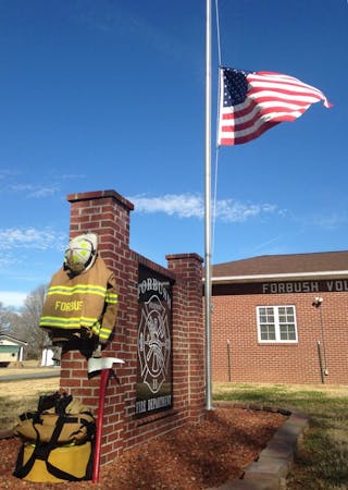 A memorial for Forbush&apos;s chief was placed in front of the station after the passing of Chief Ricky Doub.