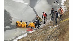 The removal of a victim from an ice rescue incident can vary greatly and the traditional 'grab and go' removal technique can do greater harm to the patient. The removal of a victim from an ice rescue incident can vary greatly and the traditional 'grab and go' removal technique can do greater harm to the patient.