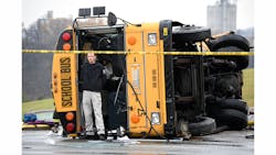 The other bus suffered front-end damage.