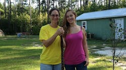 Cynthia Mills and her daughter after finding the Timber Rattler.