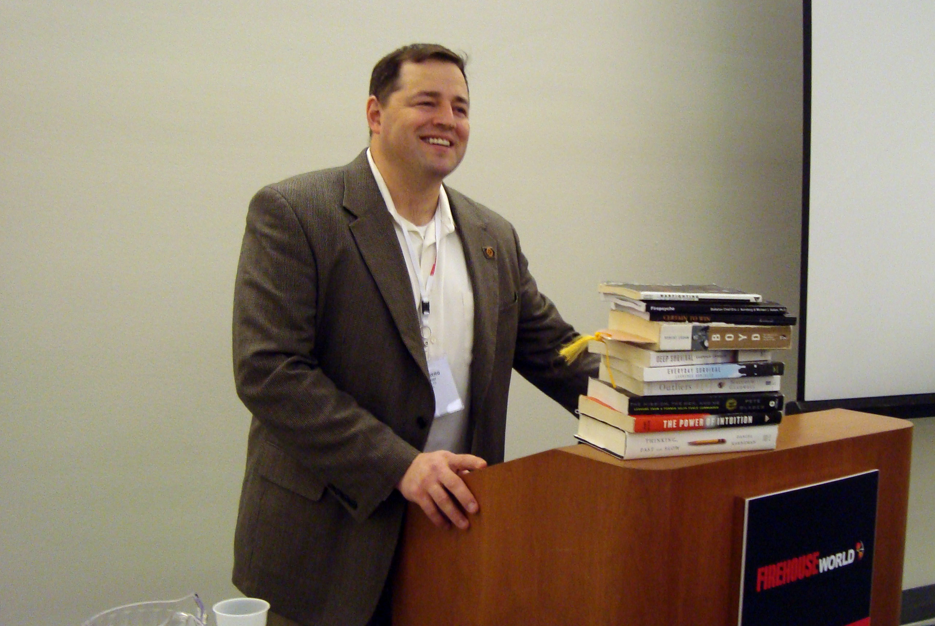 Iowa City Battalion Chief Eric Nurnberg spoke to a class at Firehouse World about a number of books from warfare to business to personal improvement, all designed to help firefighters survive on the fire scene.