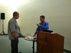 Chief Peter Van Dorpe, right, talks with a student following his pre-conference class on Monday. Chief Peter Van Dorpe, right, talks with a student following his pre-conference class on Monday.