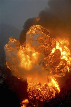 This fireball erupted following a train derailment in Boomer, W.Va.
