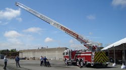 E-ONE has developed its first steel aerial, the HPS 105-foot, four-section straight stick aerial. The ladder is made of DOMEX steel and sits on the same truck and uses the same designs and systems current aluminum aerials.