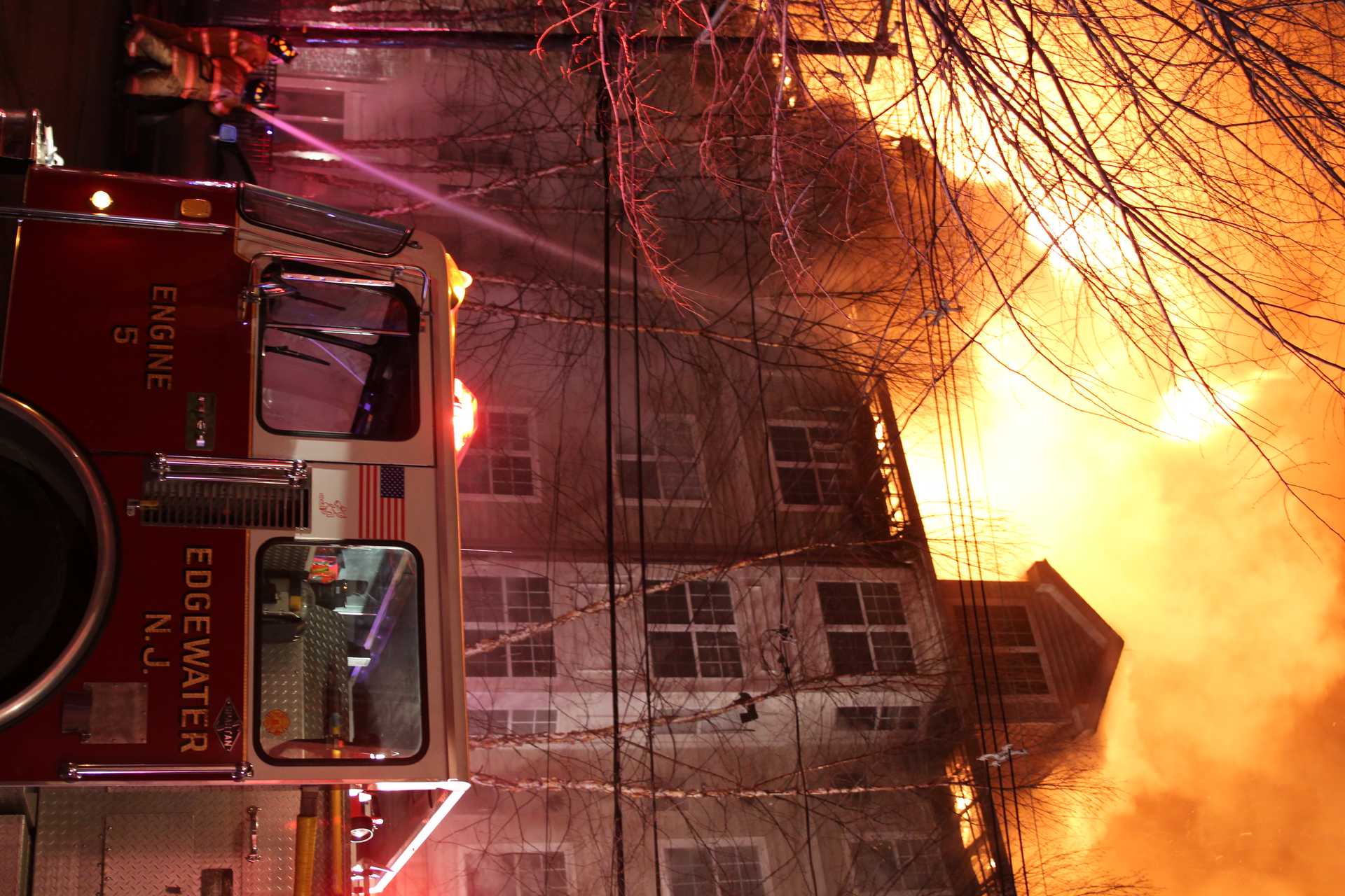 Fire departments from Bergen and Hudson counties responded to the massive blaze.