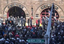 Memorial plaques were dedicated to Lt. Edward Walsh and Firefighter Michael Kennedy, who died in the March 26, 2014 fire in Boston. Memorial plaques were dedicated to Lt. Edward Walsh and Firefighter Michael Kennedy, who died in the March 26, 2014 fire in Boston.