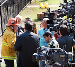 Pick one of the reporters and conduct the interview as though you are talking to them alone. If asked a question by another reporter, you can look at that reporter. Pretend the cameras are not there. Pick one of the reporters and conduct the interview as though you are talking to them alone. If asked a question by another reporter, you can look at that reporter. Pretend the cameras are not there.