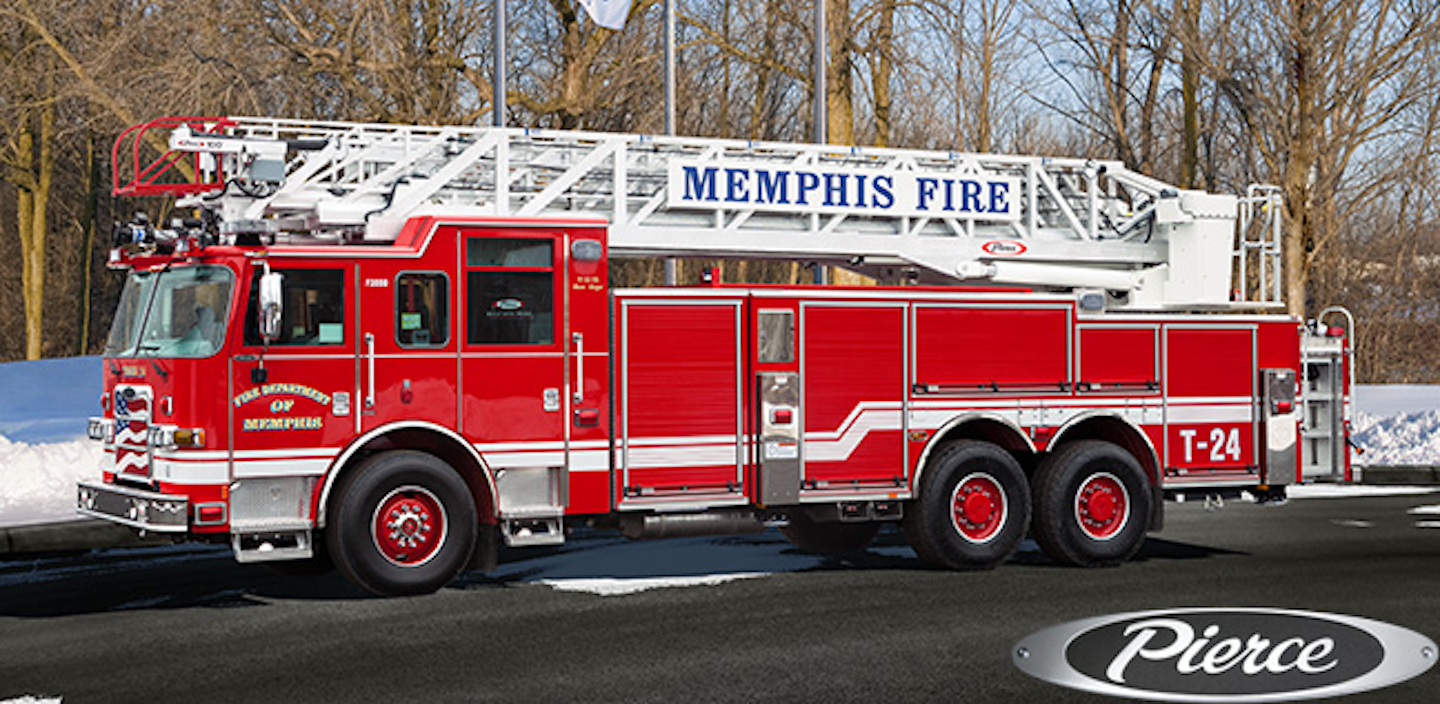 Memphis, Tenn., Fire Dept. Gets New 100foot Aerial Built by Pierce Mfg