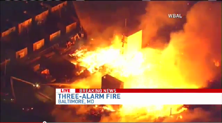 A church and senior center fire in west Baltimore has gone to several alarms.