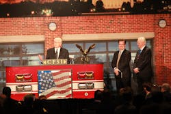Dr. Denis Onieal addresses the CFSI crowd after receiving the Mason Lankford award for leadership. Dr. Denis Onieal addresses the CFSI crowd after receiving the Mason Lankford award for leadership.