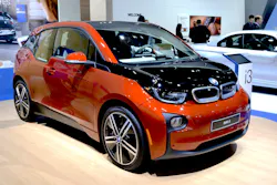 The BMW i3 electric plug-in vehicle is the first mass-production vehicle to make extensive use of CFRP. The entire occupant compartment of this EV is carbon fiber—pillars, floorpan, rockers and instrument panel. All outer body panels are thermoplastic materials.