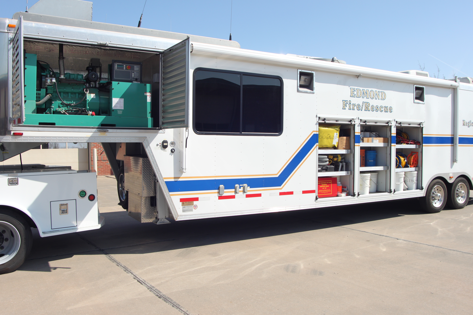 Equipment carried on the Region 8 CBRNE Unit includes Scott 4.5 1-hour SCBA, PAPRs, N95 HEPA and Scott CBRNE cartridges.