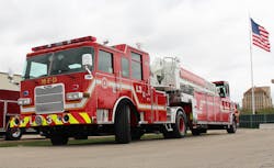 Pierce Manufacturing delivered this Pierce Arrow XT 100-foot aerial tiller apparatus to the Minneapolis Fire Department (MFD) in Minneapolis, Minnesota. The apparatus will be placed into service in early June. Pierce Manufacturing delivered this Pierce Arrow XT 100-foot aerial tiller apparatus to the Minneapolis Fire Department (MFD) in Minneapolis, Minnesota. The apparatus will be placed into service in early June.