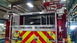 Sliding hosebed covers permit personnel to operate these devices without having to climb on top of the engine prior to loading attack and supply line hoses. Always think safety when specifying stepping surfaces and points of access on the apparatus. Sliding hosebed covers permit personnel to operate these devices without having to climb on top of the engine prior to loading attack and supply line hoses. Always think safety when specifying stepping surfaces and points of access on the apparatus.