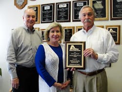 The award recipients from Southeastern Laundry Equipment Sales, are from left to right: Joe Cole, sales manager; Cindy Richie, vice president/general manager; and Trebor Brown, president. The award recipients from Southeastern Laundry Equipment Sales, are from left to right: Joe Cole, sales manager; Cindy Richie, vice president/general manager; and Trebor Brown, president.