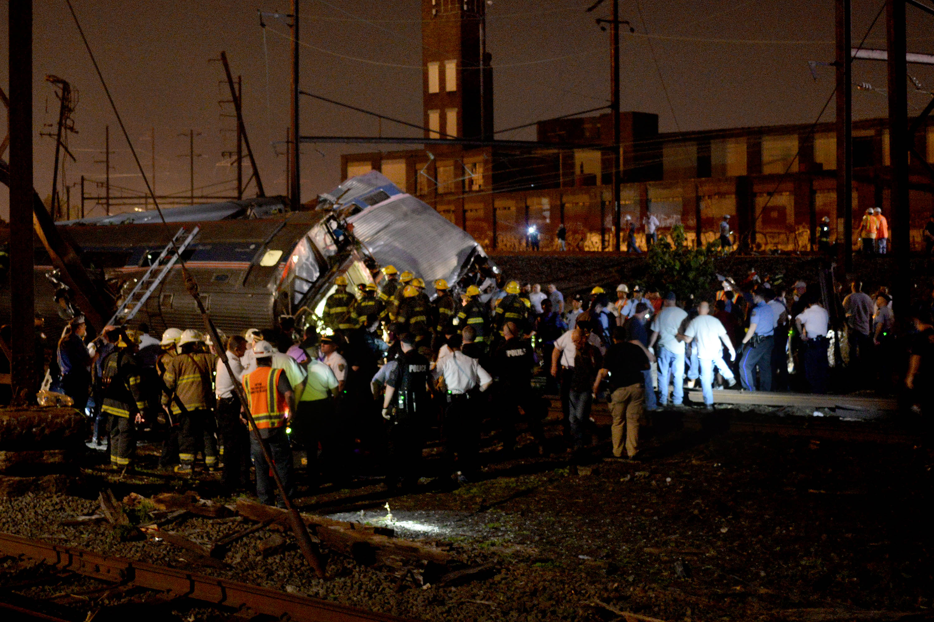 Multiple injuries are reported during an Amtrak crash of a northbound train in Port Richmond on Tuesday, May 12, 2015, in Philadelphia.