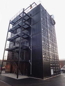 The West Midlands Fire Rescue Service in the United Kingdom designed this six-story structure to use in high-rise fire scenarios. Built-in features can create conditions found in wind-driven fires. The West Midlands Fire Rescue Service in the United Kingdom designed this six-story structure to use in high-rise fire scenarios. Built-in features can create conditions found in wind-driven fires.