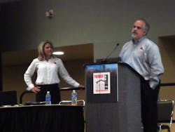 Jennifer Bettiol and Ray Holliday from BRW Architects, College Park, Texas, discuss the attributes of a good fire station site at Firehouse&apos;s Station Design Conference.