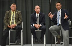 Chief John Salka (left), Firehouse Editor-in-Chief Tim Sendelbach and Chief Derek Alkonis debated the latest in firefighter research, training and tactics at Firehouse Expo. Chief John Salka (left), Firehouse Editor-in-Chief Tim Sendelbach and Chief Derek Alkonis debated the latest in firefighter research, training and tactics at Firehouse Expo.