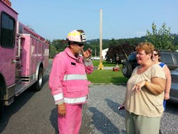 Bryan 'Vinnie' Vrbenec talks with Staci Sage, of Mont Alto, Pa. Bryan 'Vinnie' Vrbenec talks with Staci Sage, of Mont Alto, Pa.